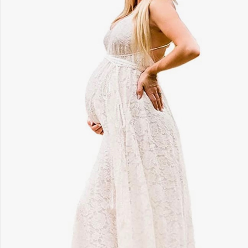 White Lace Up Backless Maternity Dress. Small. By COSYOU. Worn once.